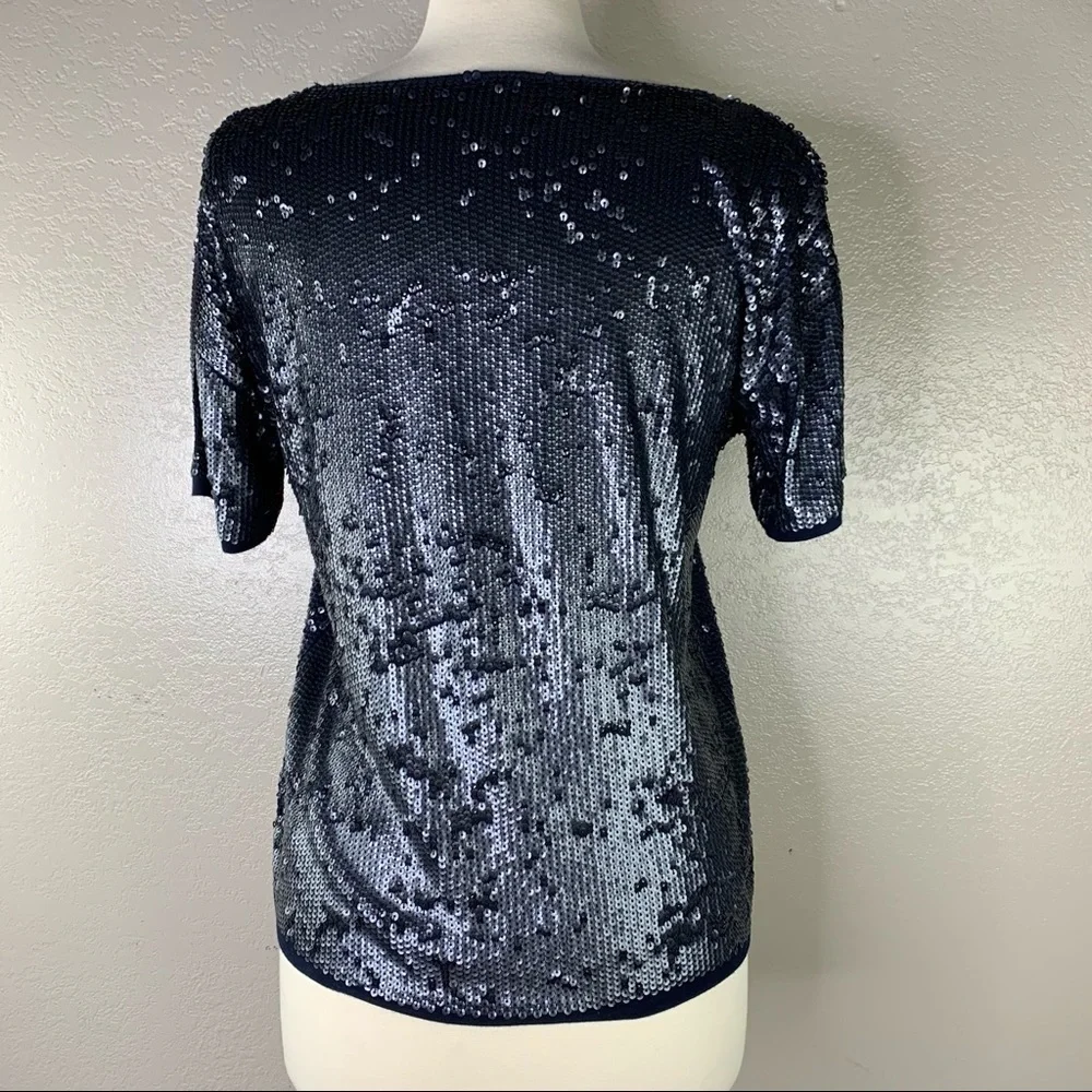 J. Crew Gorgeous Navy Full Sequined Top Size X-Small